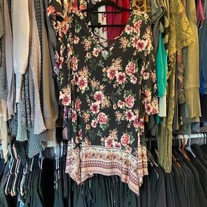 Floral asymmetrical swing dress